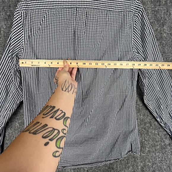 J Crew Shirt Mens Medium Blue Check Secret Wash Shirting Poplin Business Casual - Picture 4 of 6